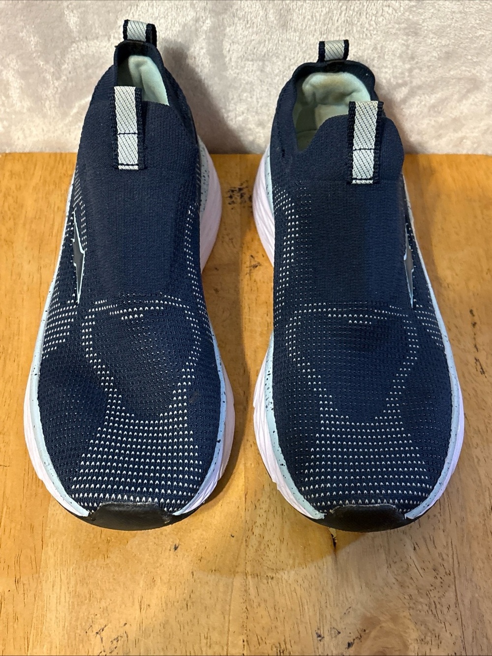 Avia Navy and White Slip-On Knit Athletic Shoes